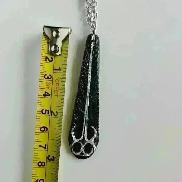 Reaper's Sword Goth choker necklace on a silver chain ✦ black teardrop pendant ✦ - Picture 14 of 14